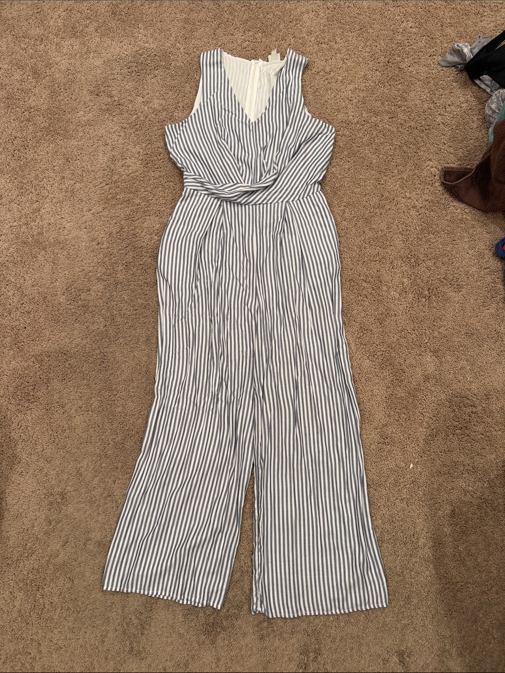 A New Day Striped Blue & White Sleeveless Jumpsuit